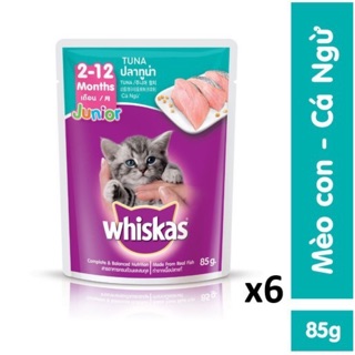 Bộ 6 túi thức ăn mèo con Whiskas vị cá ngừ 85g