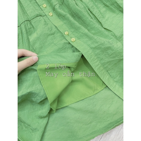 Váy bb suông cúc dọc xoè 3 tầng 2 lớp