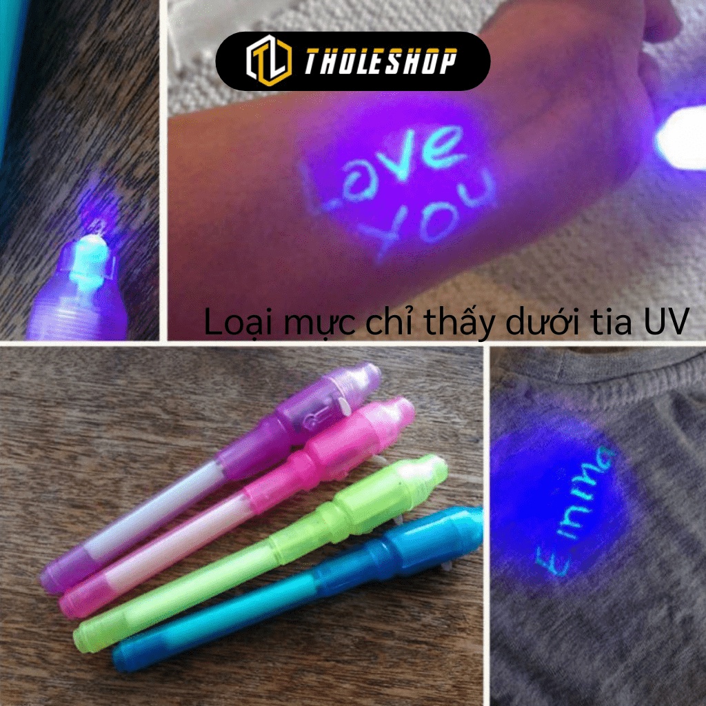 GIÁ SỈ Bút viết tàng hình chỉ có thể nhìn thấy dưới tia UV, trên đầu có đèn led phát tia UV 8092