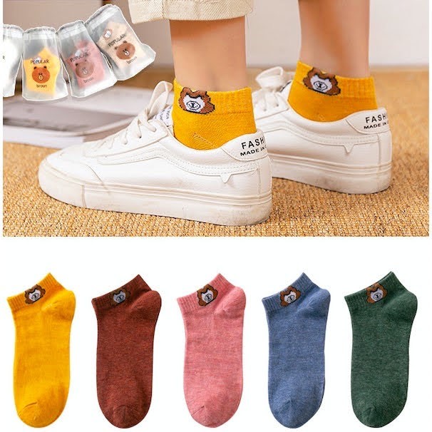 [Combo 10 đôi] Vớ nữ cổ ngắn Hình Gấu chất cotton đẹp cute dễ thương