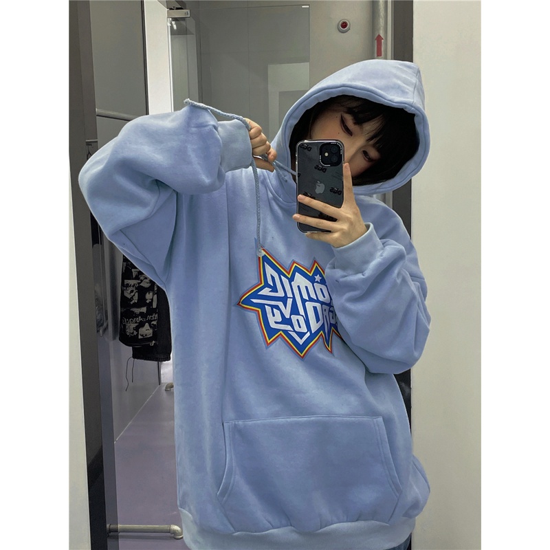 Áo hoodie cặp đôi form rộng nam nữ Yinxx, áo nỉ hoddie xanh dương vải dày HD40