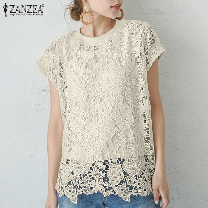 Set áo ren ZANZEA ngắn tay thời trang cho nữ