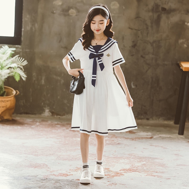 Đầm Công Chúa Cổ Thủy Thủ Phong Cách Hàn Quốc Thời Trang Mùa Hè Mới Cho Bé Gái