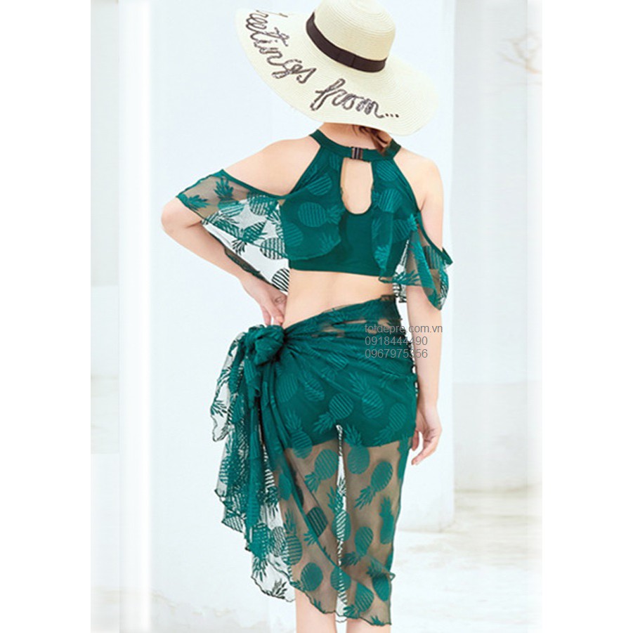 Bộ bơi 3 chiết tiết kèm choàng ren