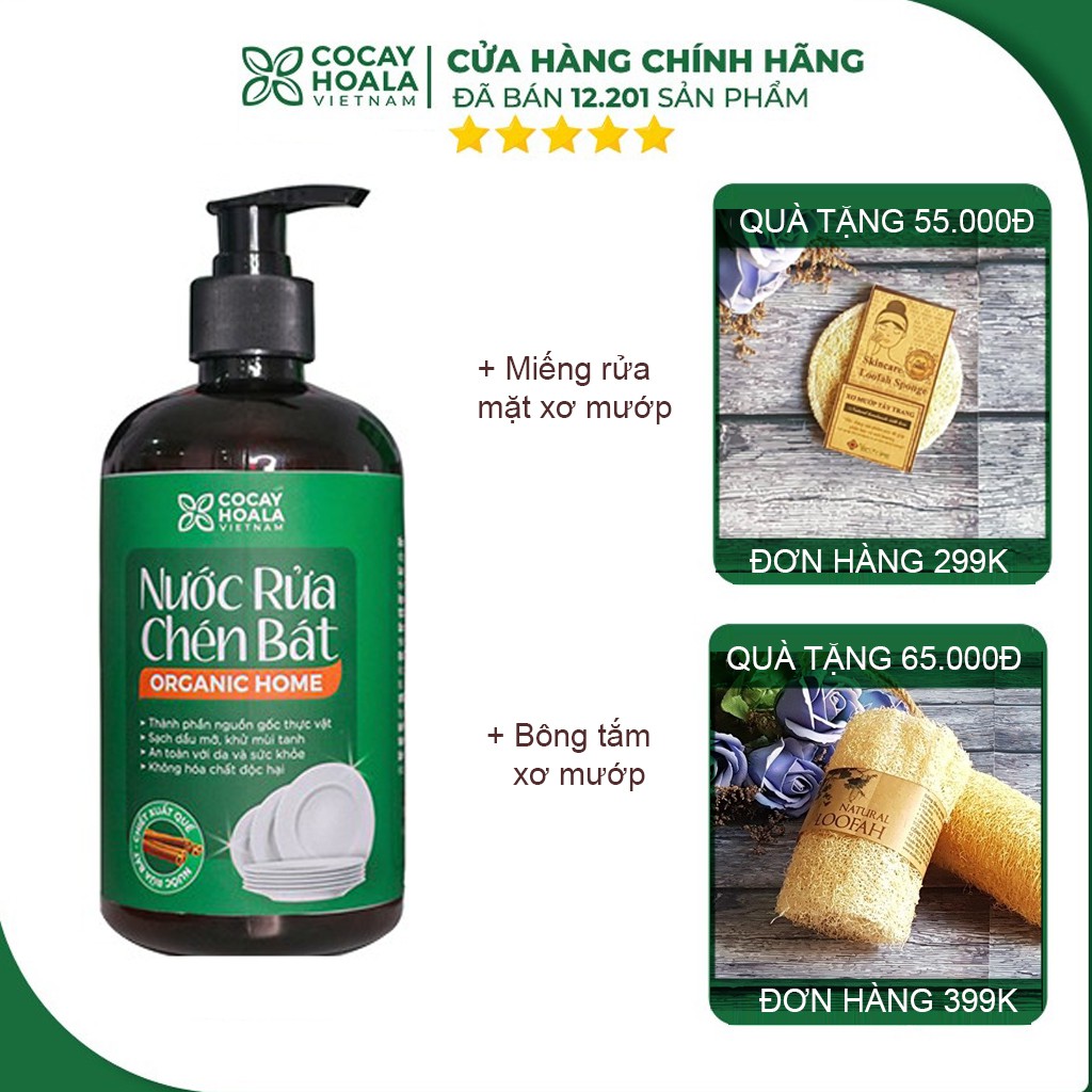 Nước rửa chén FREESHIP Nước rửa chén bát 95% gốc thiên nhiên Cocayhoala Hương Quế 500 ml