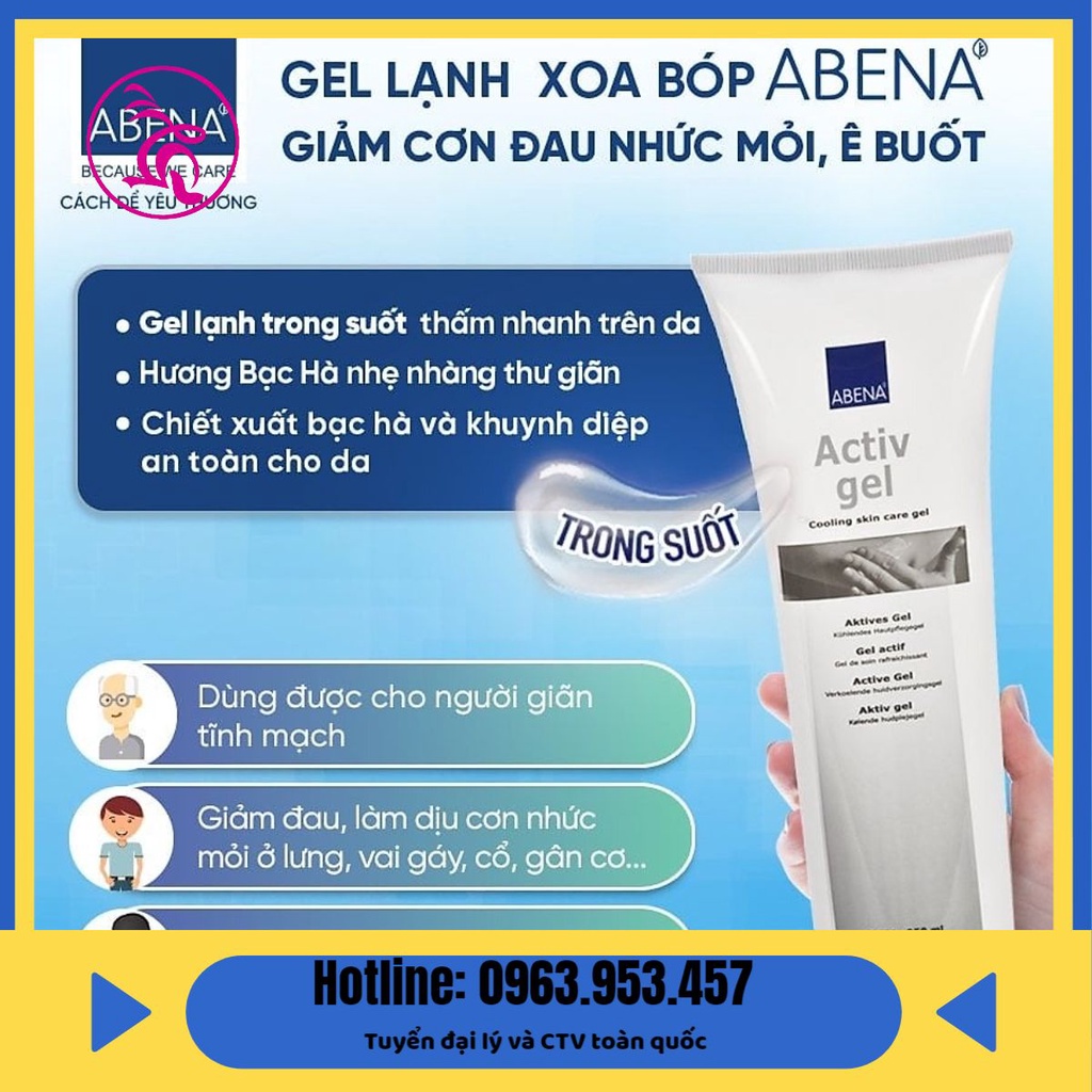 Gel xoa bóp Abena ActivGel 250ml Cải thiện lưu thông máu ngăn ngừa khô da
