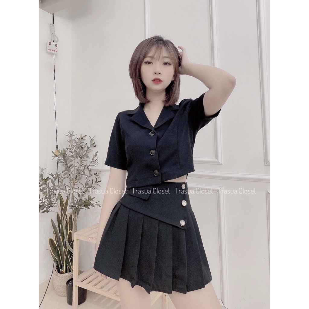 Chân váy xếp ly vạt chéo trasua.closet phong cách thời trang , phù hợp mọi lứa tuổi, trẻ trung , năng động cực đẹp TS010 | BigBuy360 - bigbuy360.vn