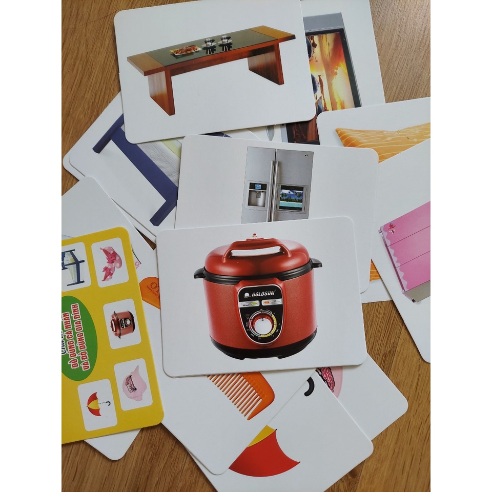 Thẻ học thông minh kích thước lớn 12x16cm chủ đề Đồ dùng trong nhà -  Flashcard TGXQ Glenn doman chuẩn