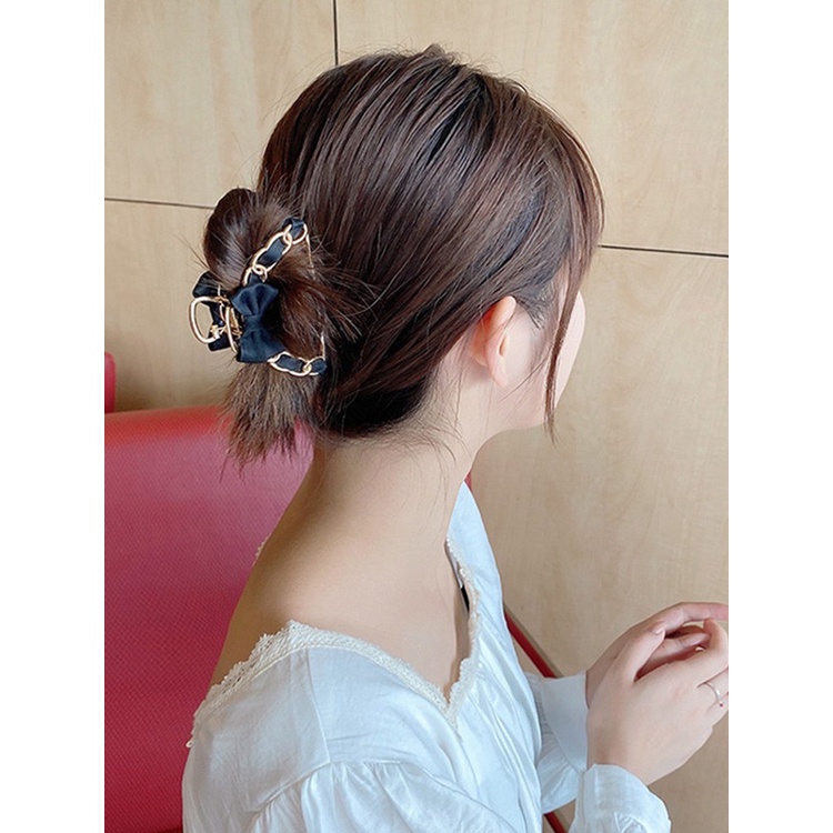 Kẹp tóc càng cua kim loại phối nơ phong cách hàn quốc dễ thương hot trend KC47