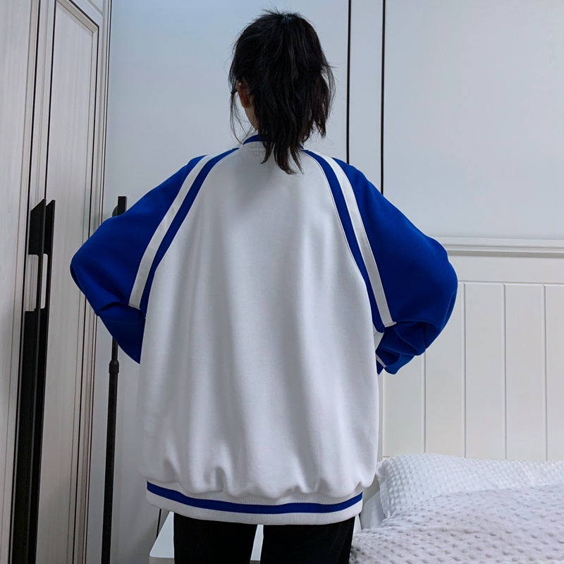 Áo khoác bomber unisex Yinxx, jacket form rộng 2 lớp màu xanh - màu đen AK11