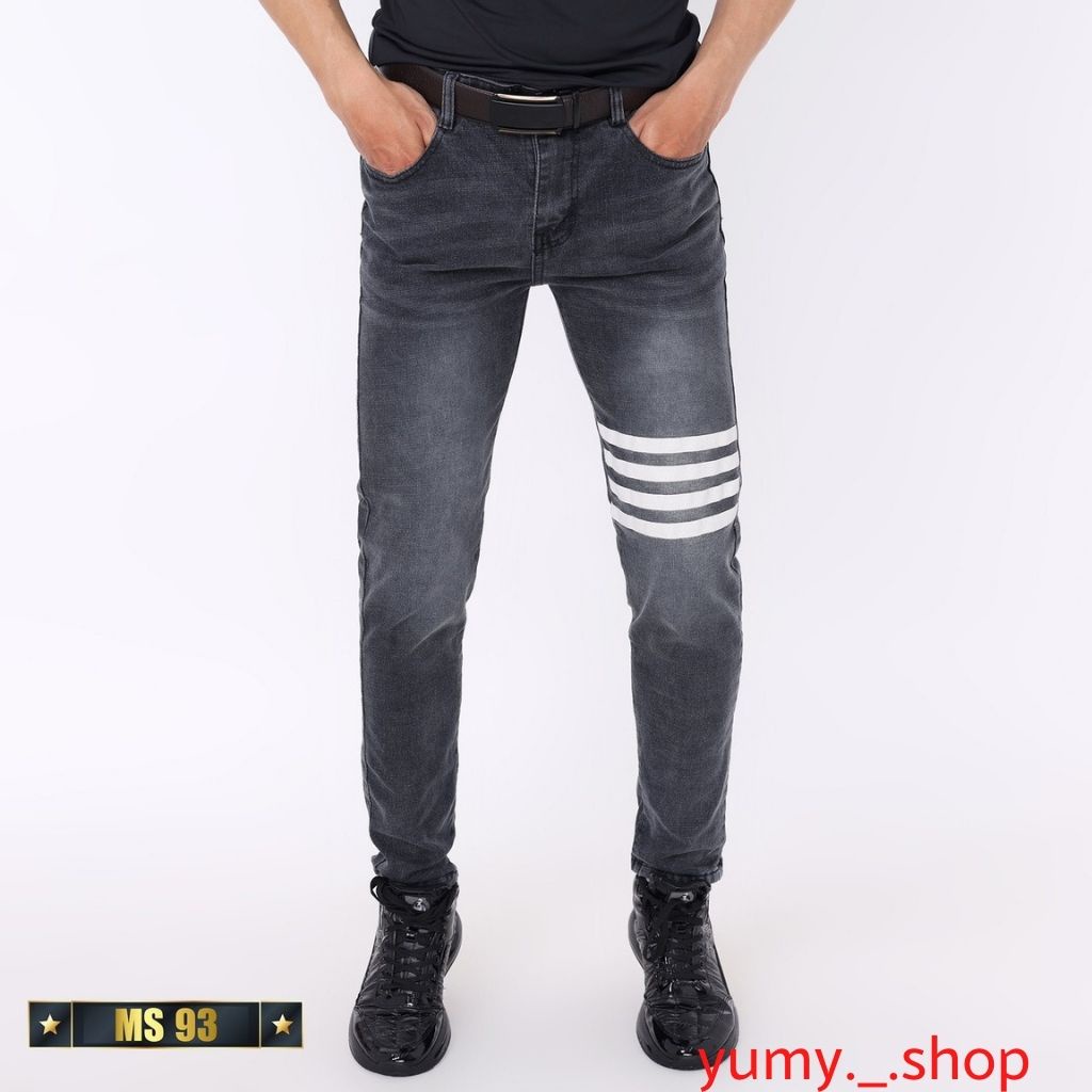 Quần Jean Nam Chất Bò Xám Trơn Họa Tiết Kẻ Gạch AD93JM Co Giãn 4 Chiều Mang Phong Cách Trẻ Trung(44 - 75KG)