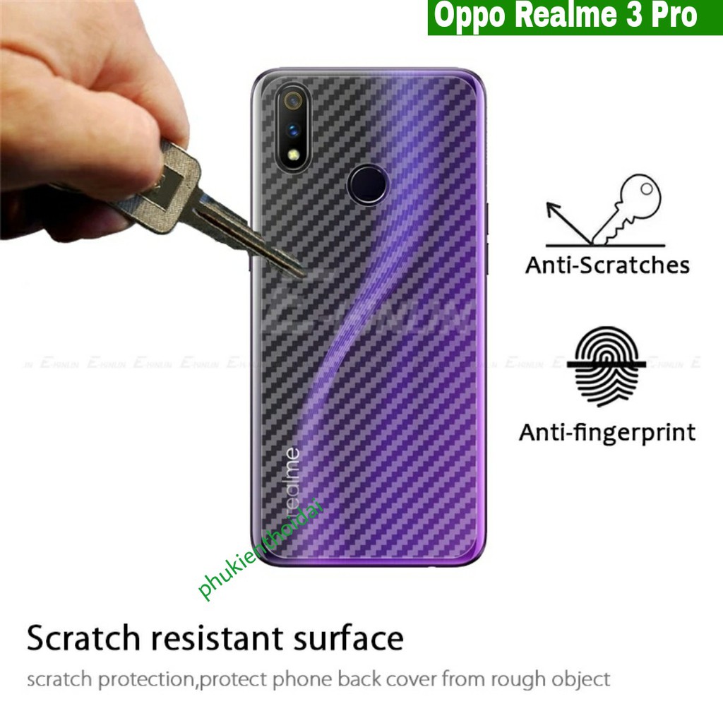 Dán lưng Carbon Oppo Realme 3 Pro FREESHIP Từ 50k vân Caro tặng giấy lau