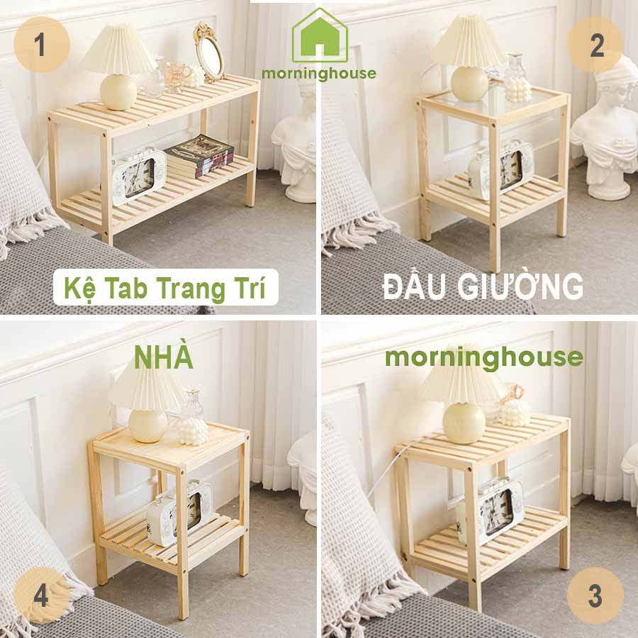 [Mã LIFEBKM1 giảm 10% tối đa 1 triệu đơn từ 500k] KỆ ĐẦU GIƯỜNG GỖ THÔNG TRANG TRÍ MẶT VÁN