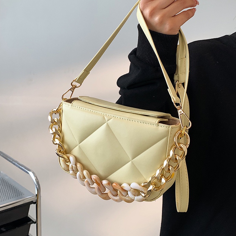 Túi Đeo Vai Hình Vuông Cỡ Nhỏ Họa Tiết Hình Thoi Đơn Giản Cho Nữ