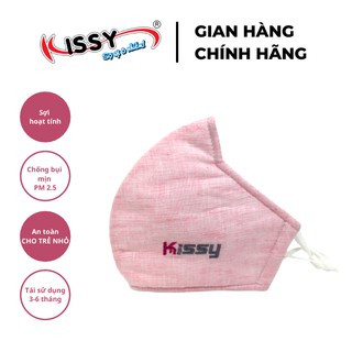 Khẩu Trang Vải 3 Lớp Kissy Người Lớn Màu Hồng Nhạt Sọc Kẻ Nhỏ Chống Nắng Và Chống Bụi Mịn Hiệu Quả