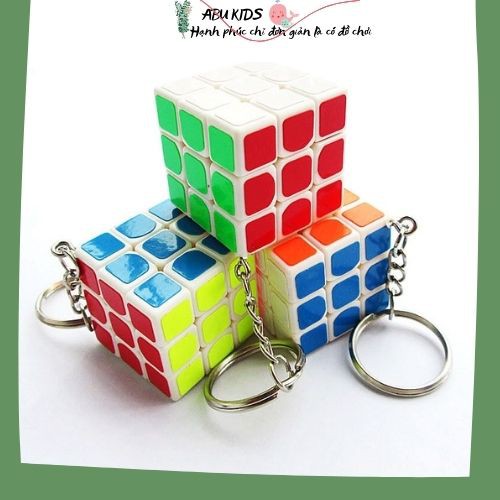Móc khóa kiêm đồ chơi RUBIK 3X3 - Rubik lập phương màu sắc tích hợp móc khóa tiện dụng A388
