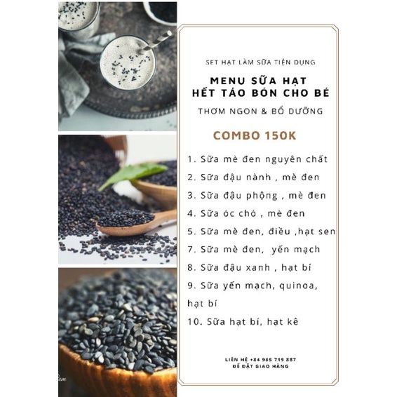 combo 10 gói hạt làm sữa cho bé bị táo bón + hướng dẫn