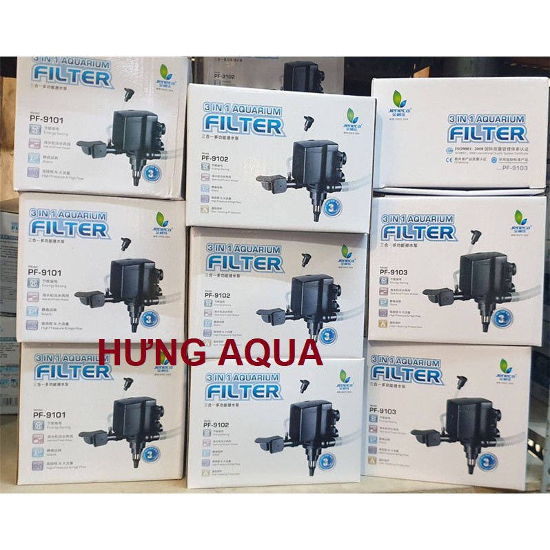 Bơm bể cá - Máy bơm lọc bể cá 3in1 PF 9101/ 9102 / 9103 bơm lọc, thổi oxy, tạo luồng nước hồ cá (chính hãng)