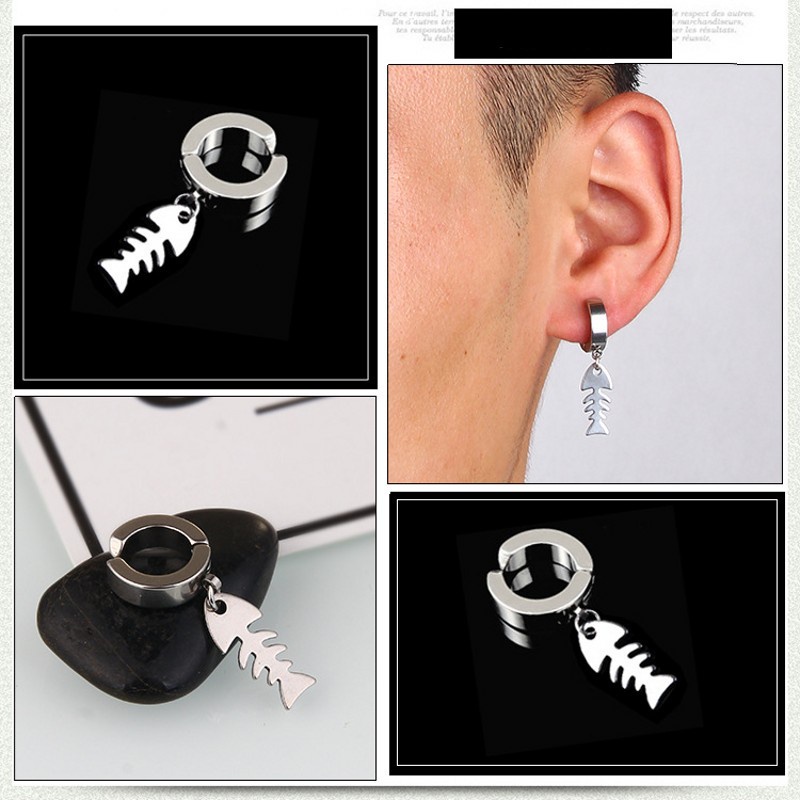 [Mới] 1 Bông Tai Kẹp Tai Titan Không Xỏ Lỗ Phong Cách Hip Hop Retro Gothic Cá Tính Dành Cho Nam