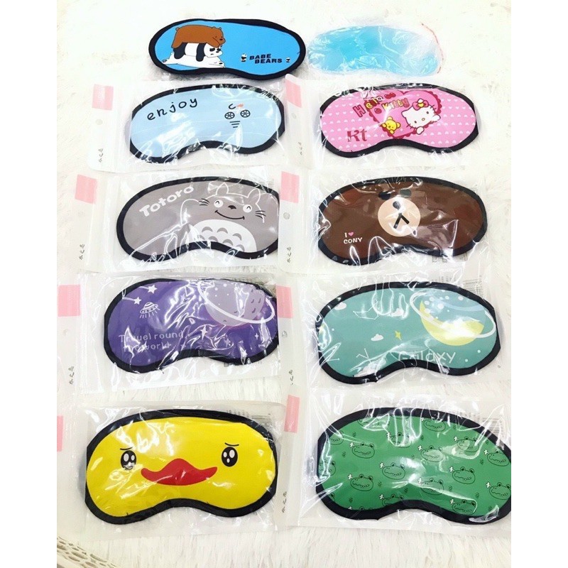 Miếng bịt mắt ngủ 3D có túi gel làm mát họa tiết kute | BigBuy360 - bigbuy360.vn
