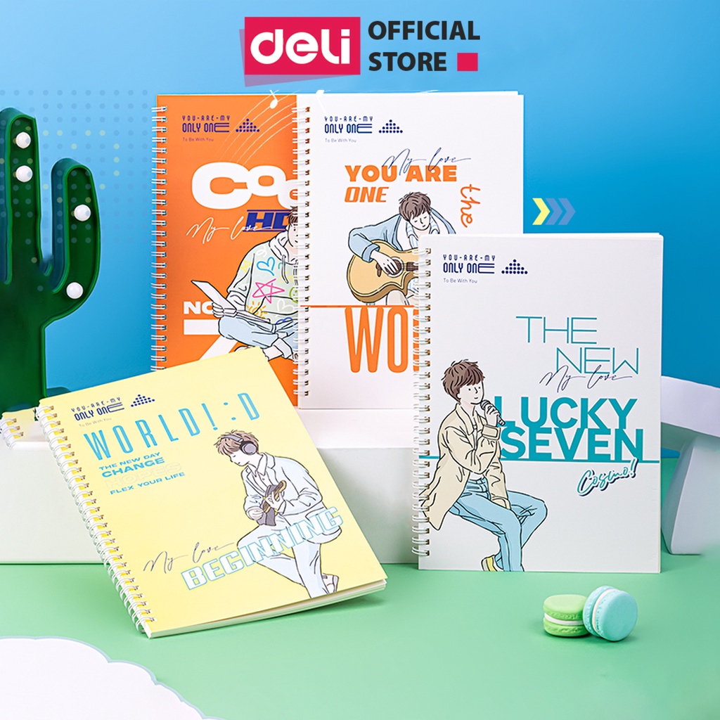 Sổ tay ghi chép gáy lò xo A5 60 trang Deli phiên bản Vương Nguyên mới - Khổ kẻ ngang Màu ngẫu nhiên - LA560-N14