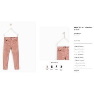 Quần tregging nhung Zara bé gái xuất xịn size 4T~11/12T