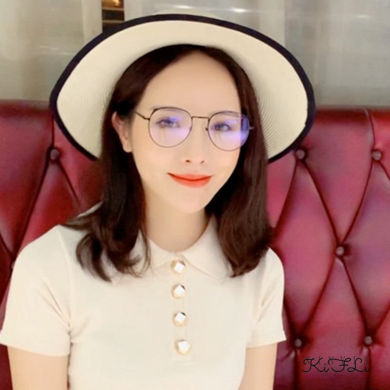 Mắt kính gọng tròn hình tai mèo dễ thương dành cho nữ