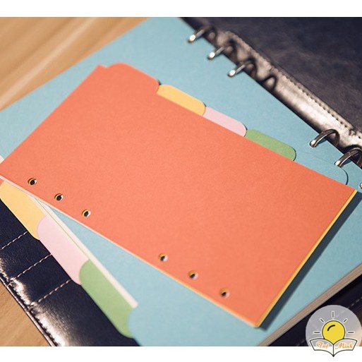 Set 5 tab phân trang A5/ B5 màu Pastel bìa cứng gắn sổ còng, tab bìa mục binder