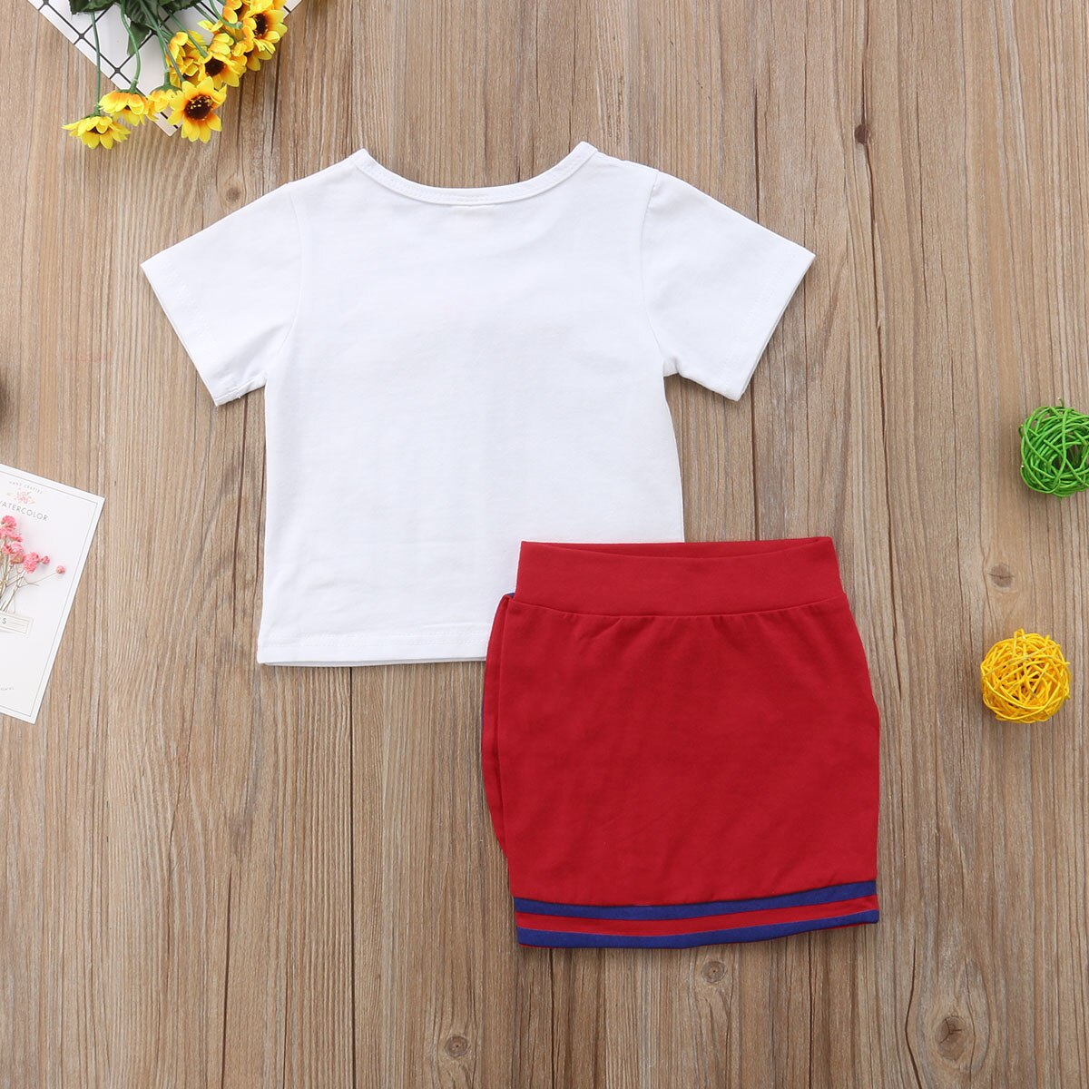 Bộ Áo Thun Cotton + Chân Váy Bút Chì Thêu Hoa Mẫu 2018 Cho Bé Gái 1-5 Tuổi