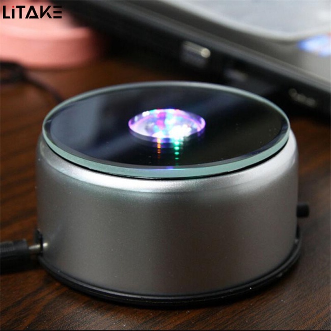 Đế đèn chiếu sáng 4 LED hình tròn bằng thủy tinh trong suốt dành cho trưng bày rượu cocktail