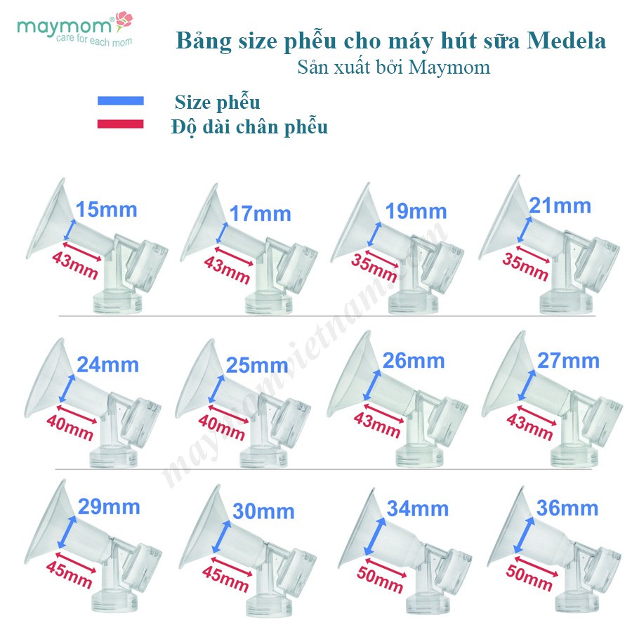 Phụ Kiện Máy Hút Sữa Spectra (Kèm chặn sữa dài-Sx bởi Maymom)