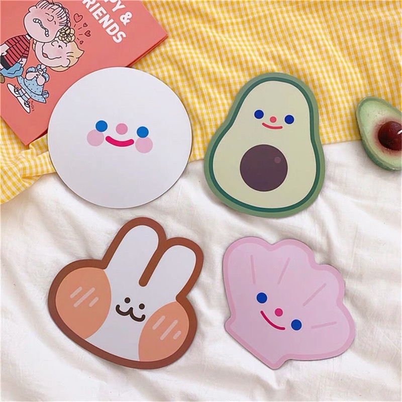 Miếng lót chuột máy tính, bàn di chuột dễ thương, pad chuột cute hình thỏ, bơ xanh, mặt cười...