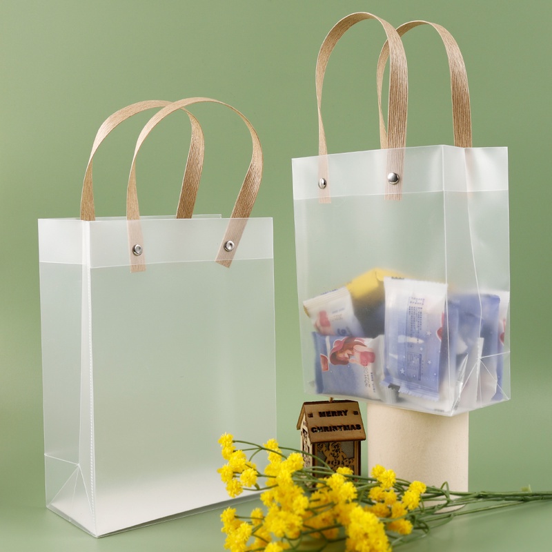 1 Túi Đựng Quà Bằng PVC Trong Suốt Có Tay Cầm Thời Trang