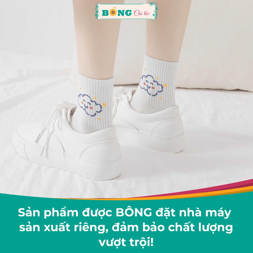 Tất nữ cổ ngắn họa tiết hoạt hình chất cotton mềm mịn co giãn 4 chiều phong cách Hàn Quốc TC20 - Vớ BÔNG Cài Tóc