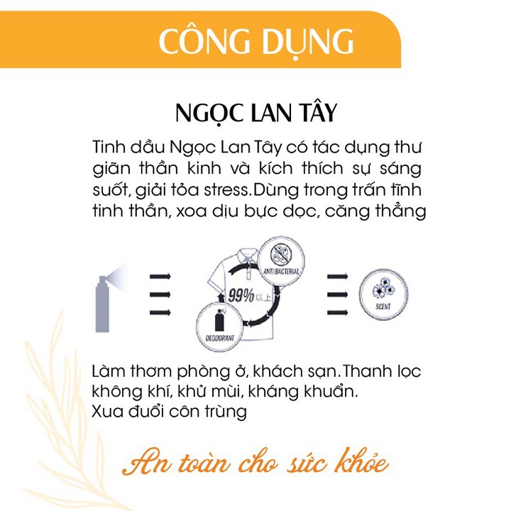 Tinh Dầu Ngọc Lan Tây xông phòng 10ml thiên nhiên nguyên chất 100%