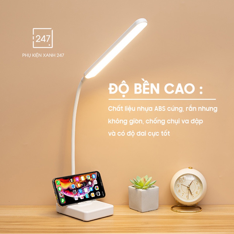 Đèn để bàn đọc sách chống cận thị, cảm ứng tích điện, 3 chế độ màu ánh sáng