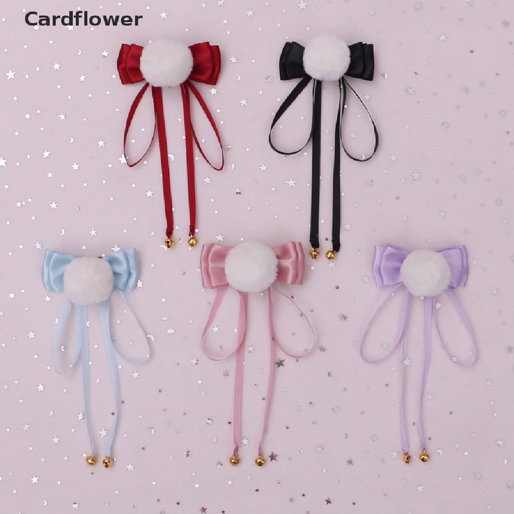 &lt; Cardflower &gt; Kẹp Tóc Hình Nơ Gắn Quả Bông Pom Pom Dễ Thương Phong Cách Lolita Đáng Yêu Đang Giảm Giá