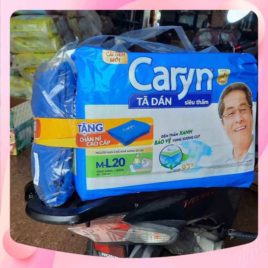 Bộ 2 Tã Dán Người Lớn Caryn Siêu Thấm Size M - 20 Miếng Tặng Chăn Caryn Dành Cho Người Hạn Chế Khả Năng Đi Lại