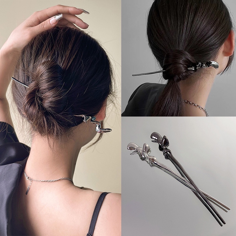 Kẹp Tóc Kim Loại Cố Định Tóc Đuôi Ngựa Thiết Kế Lông Chồn Thời Trang Dành