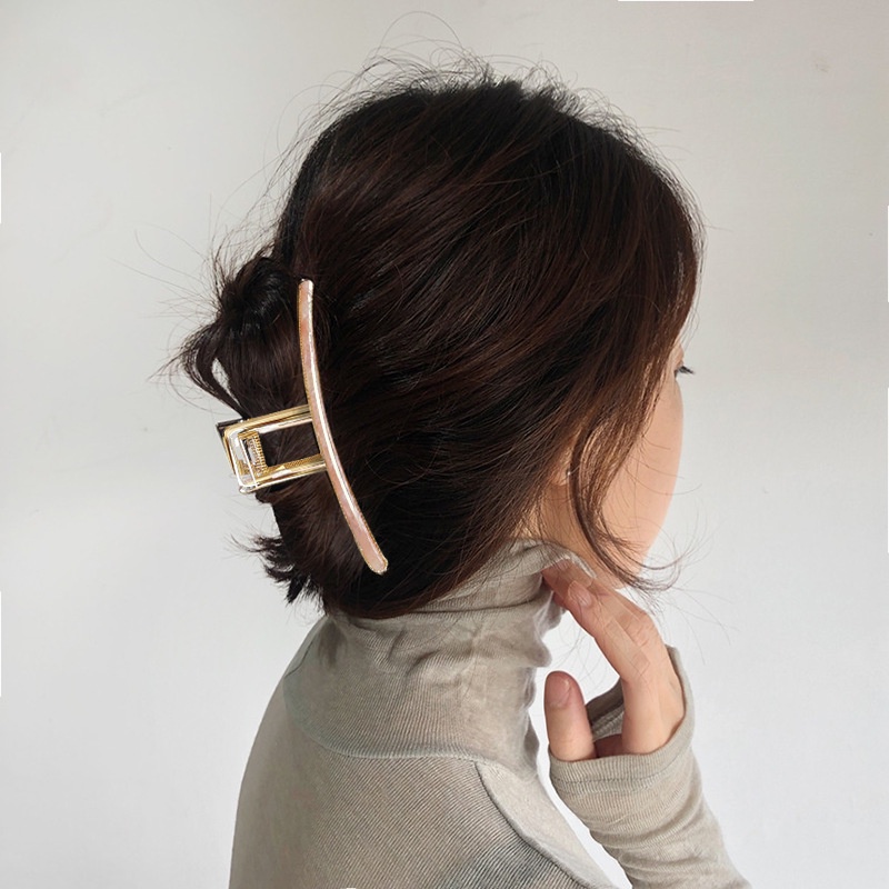Kẹp Tóc Cỡ Lớn Bằng Hợp Kim Phong Cách Hàn Quốc Đơn Giản Dành Cho Nữ