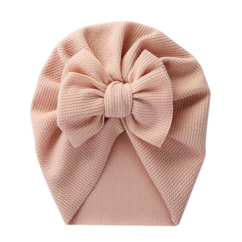 Mũ Trùm Đầu Thắt Nơ Bằng Vải Cotton Mềm Màu Trơn Dễ Thương Cho Bé