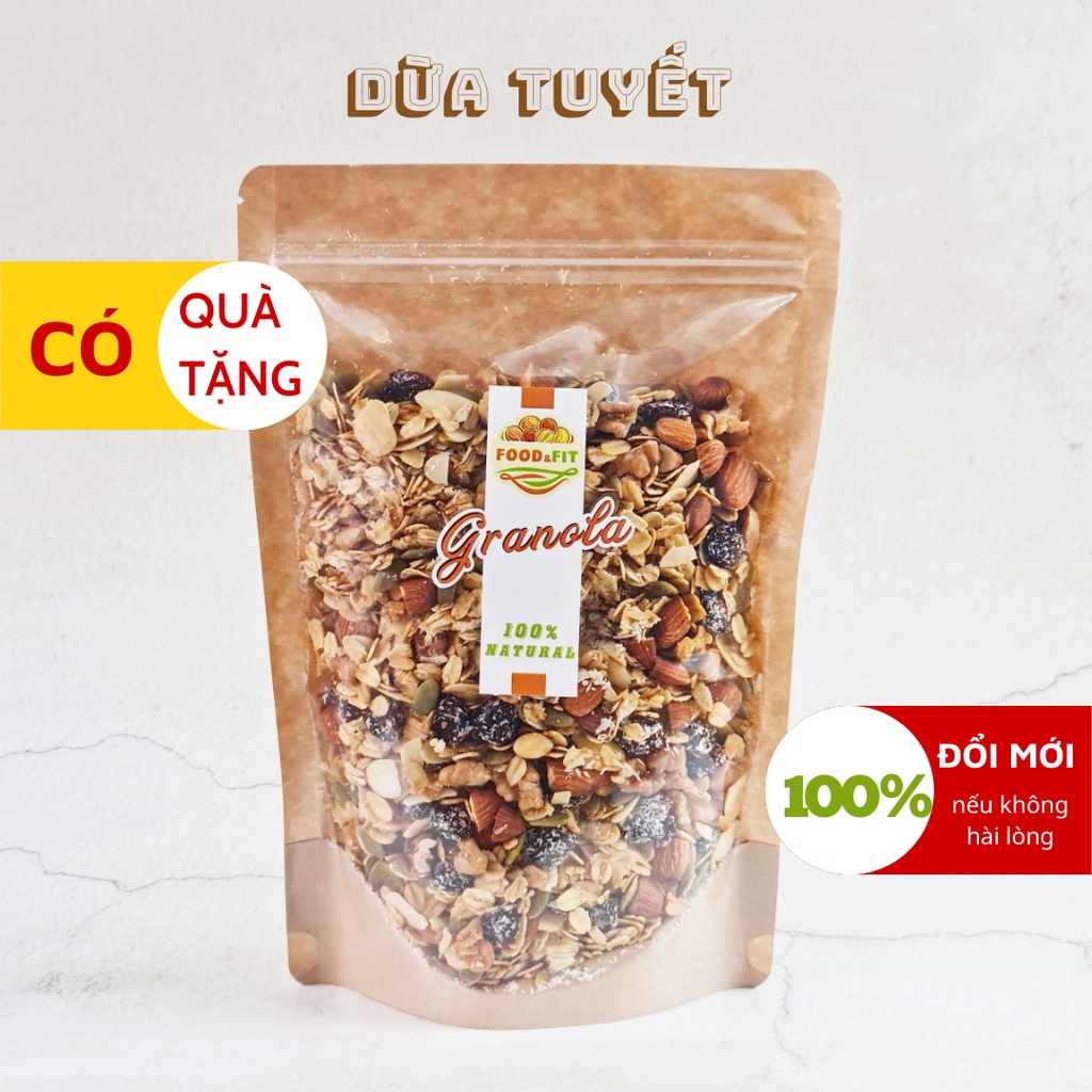 Granola ngũ cốc ăn kiêng không đường vị dừa by Food&Fit - hạt dinh dưỡng giảm cân