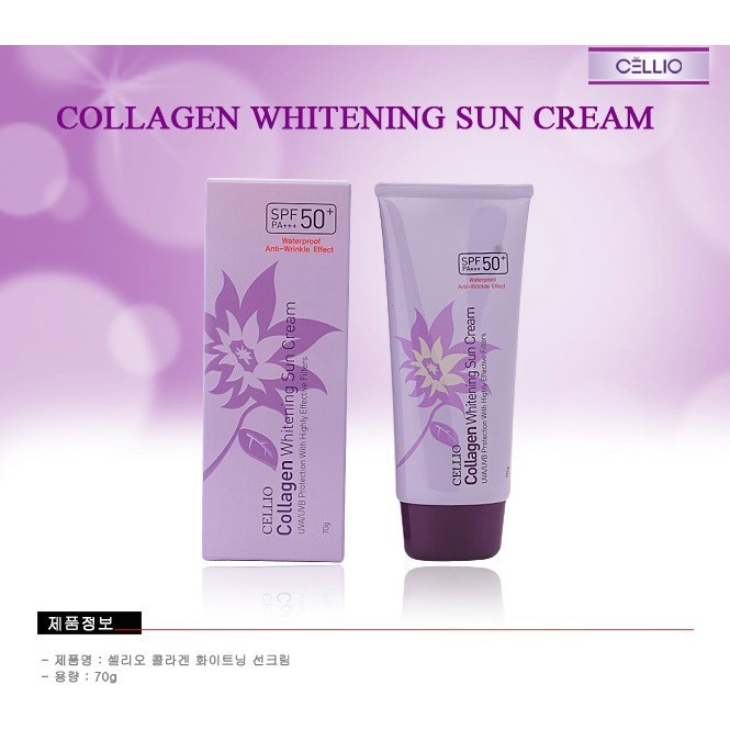 Kem chống nắng Cellio Whitening Sun Cream SPF50 PA+++ 70g