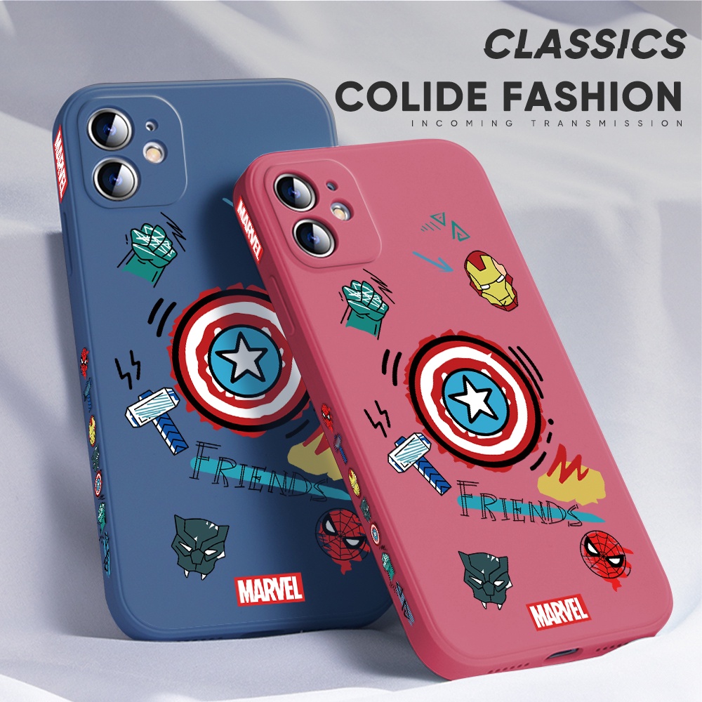 Ốp Điện Thoại Silicon Chống Sốc Họa Tiết Marvel Ironman Spiderman Vuông Cho Xiaomi Redmi Note 11/Note 11S
