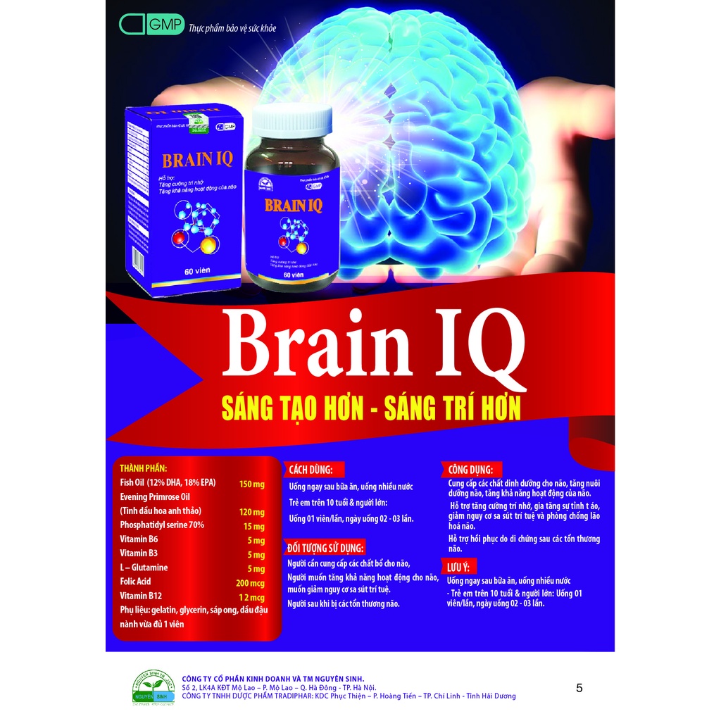 Viên Uống Brain IQ – Tăng Cường Trí Nhớ - 60 viên