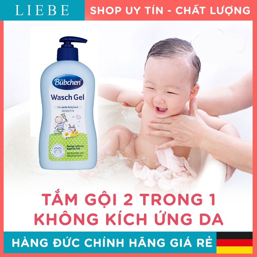 Sữa tắm gội cho bé sơ sinh Bubchen Wasch Gel 400ml chăm sóc cơ thể cho trẻ nhỏ - Hàng Đức chính hãng