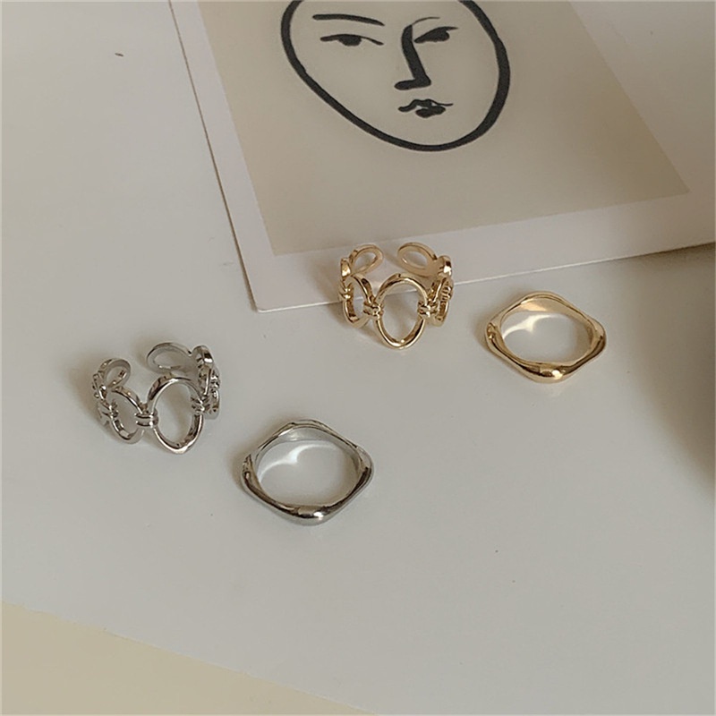 Set 2 nhẫn đeo ngón tay thiết kế đơn giản sang trọng cho nữ
