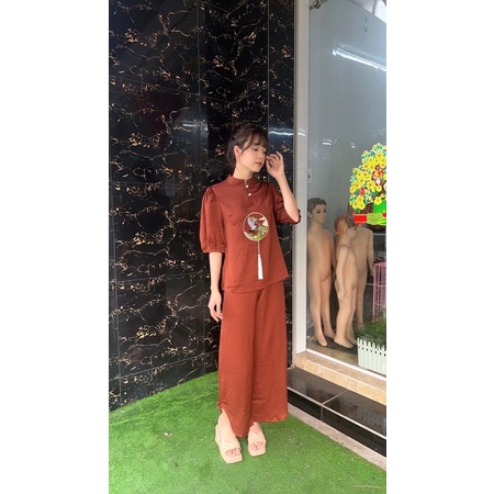 thời trang nữ cổ tàu lụa cao cấp, áo lam đi chùa, đồ lam phật tử