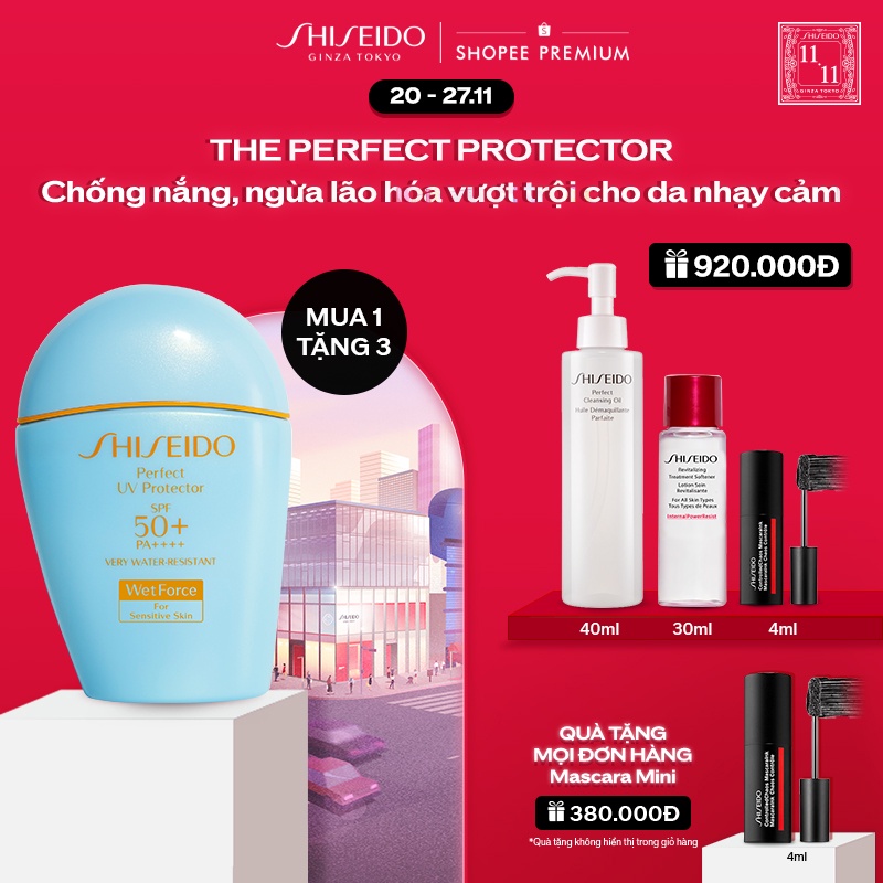 [Mã COSLUX11 giảm 120K đơn 1tr5] Sữa chống nắng nâng tông dành cho da nhạy cảm Shiseido GSC Perfect UV Protector S 50ml