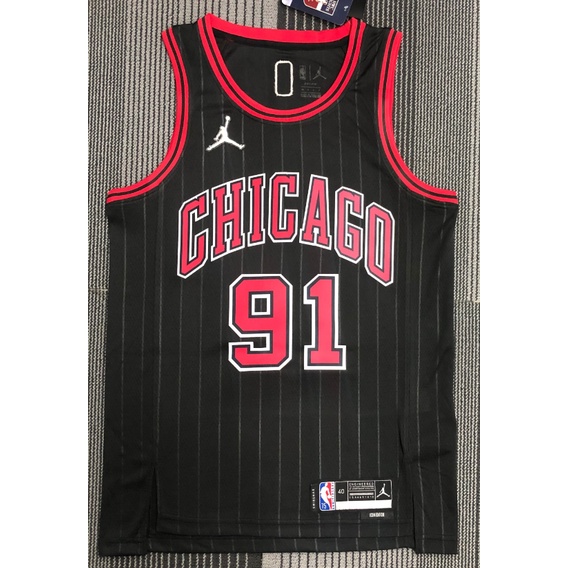 Áo Bóng Rổ Chicago Bulls 3 Kiểu 2022 Jersey 91 # Rodman Áo Bóng Rổ Sọc Đen